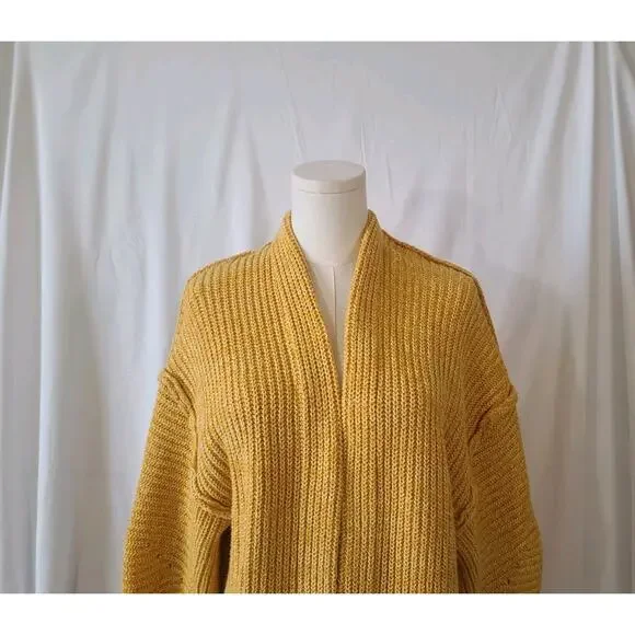 Free People Womens Dark Yellow Chunky Knit High Hopes Cardigan Sweater XS - Picture 7 of 10
